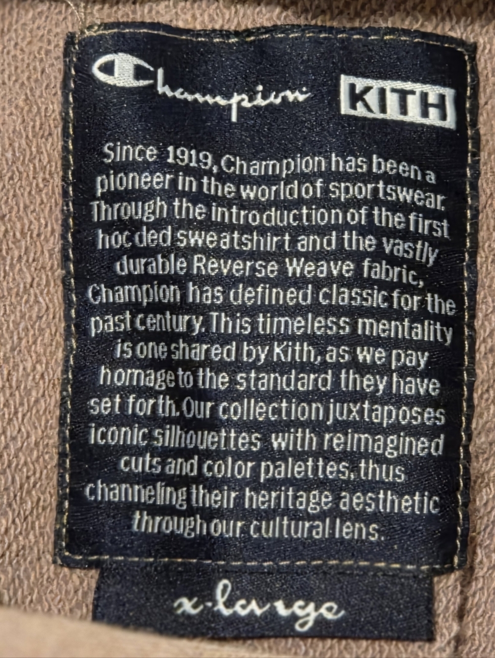 Kith x Champion Logo Hoodie Sweatshirt Cinder Tan - Size XL - Picture 4 of 9
